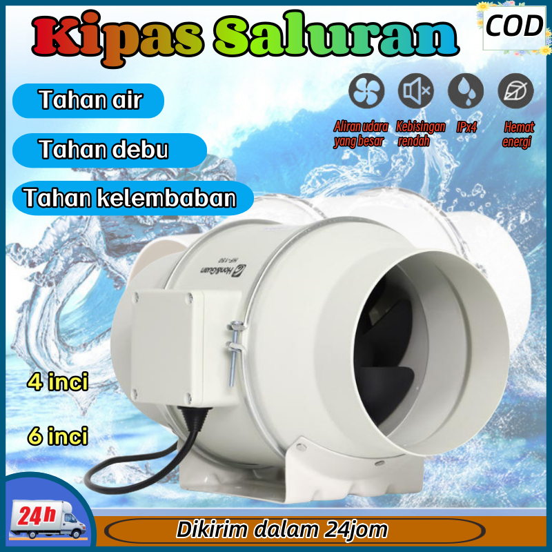Jual 4 “6”Inline Duct Exhaust Fan Blower Booster Metal Blade Ekstraktor