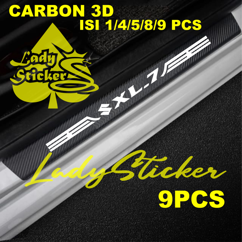 Jual (LADY) CARBON 3D MOBIL SUZUKI XL7 STICKER SILL PLATE CARBON 3D