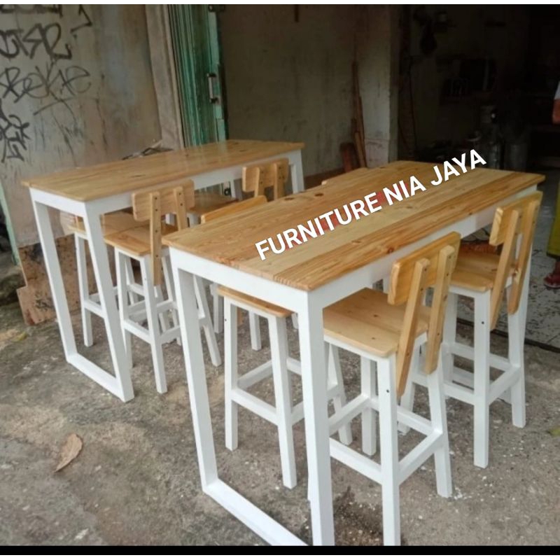 Jual meja bar cafe 4 kursi uk 110x60x90 | Shopee Indonesia