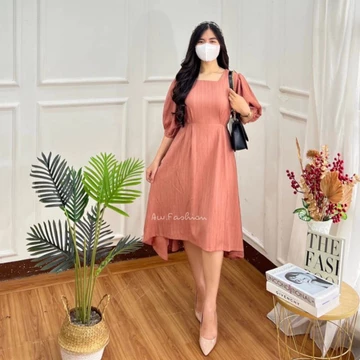 Leona Dress Wanita Midi Casual Lady Crush Premium