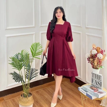 Leona Dress Wanita Midi Casual Lady Crush Premium
