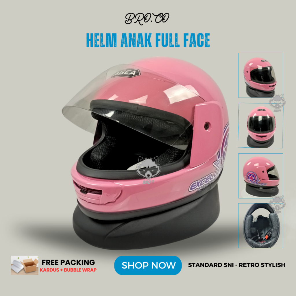 Jual HELM FULL FACE ANAK ANAK KLASIK JUNIOR PREMIUM STANDARD SNI