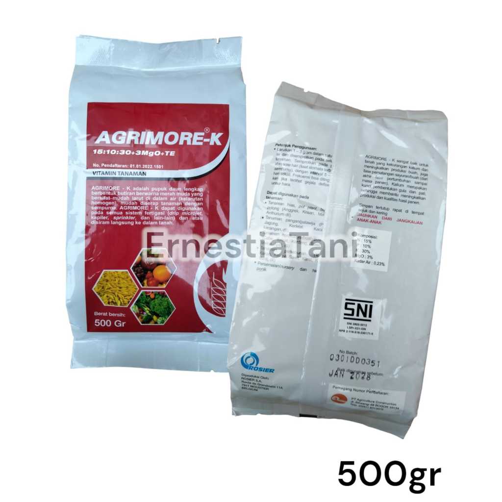 Jual Agrimore K 500gr Merah Pupuk 15+10+30+TE Vitamin Masa Pembuahan ...