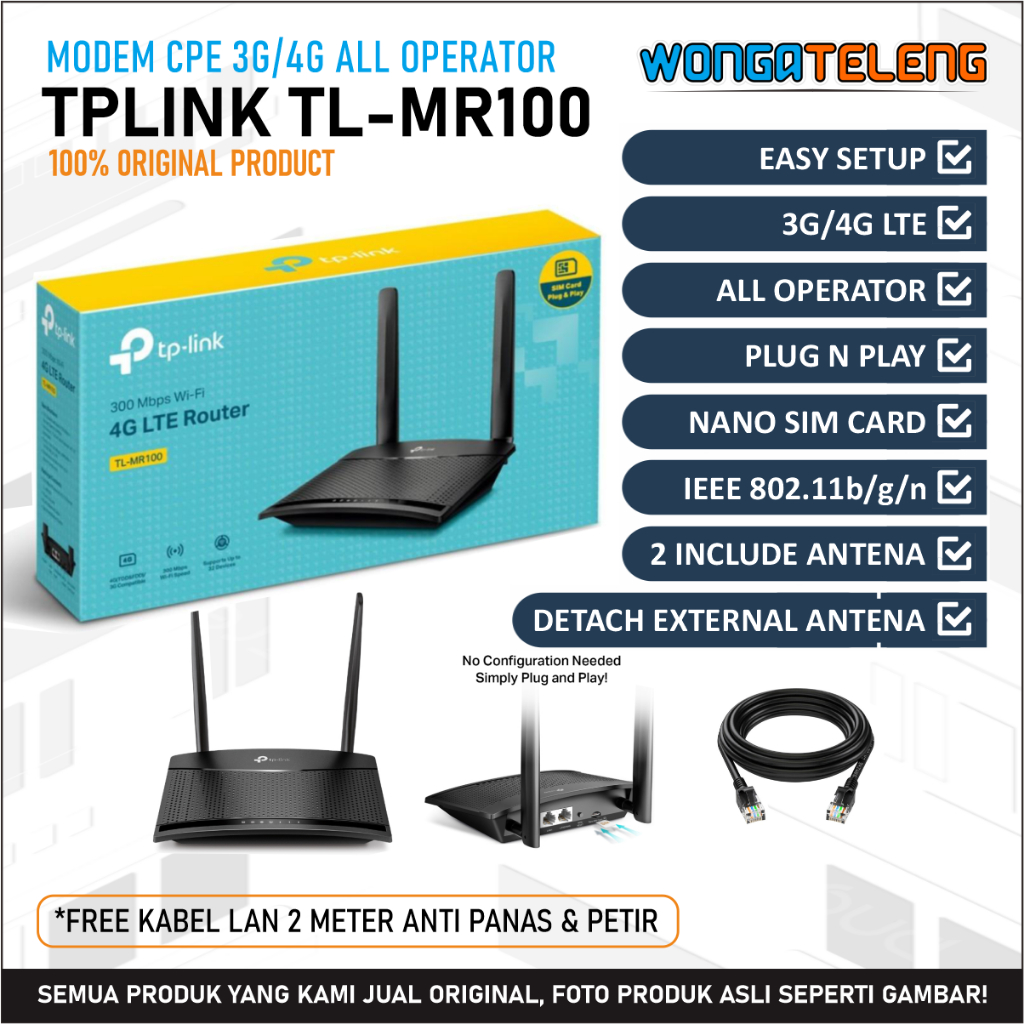 Jual Tp-Link MR100 Modem 3G/4G LTE All Operator | Shopee Indonesia