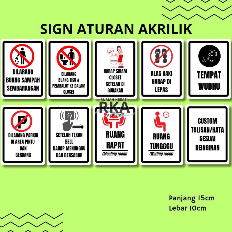 Jual Signboard Akrilik Papan Aturan Akrilik Sign Akrilik Larangan