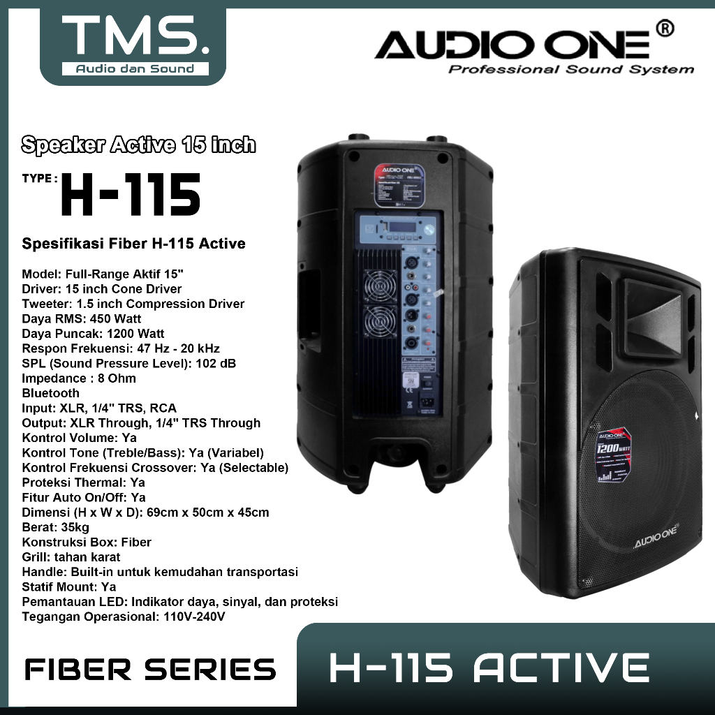 Jual Speaker Aktif 15 inch H-115 Active Speaker Monitor Fiber