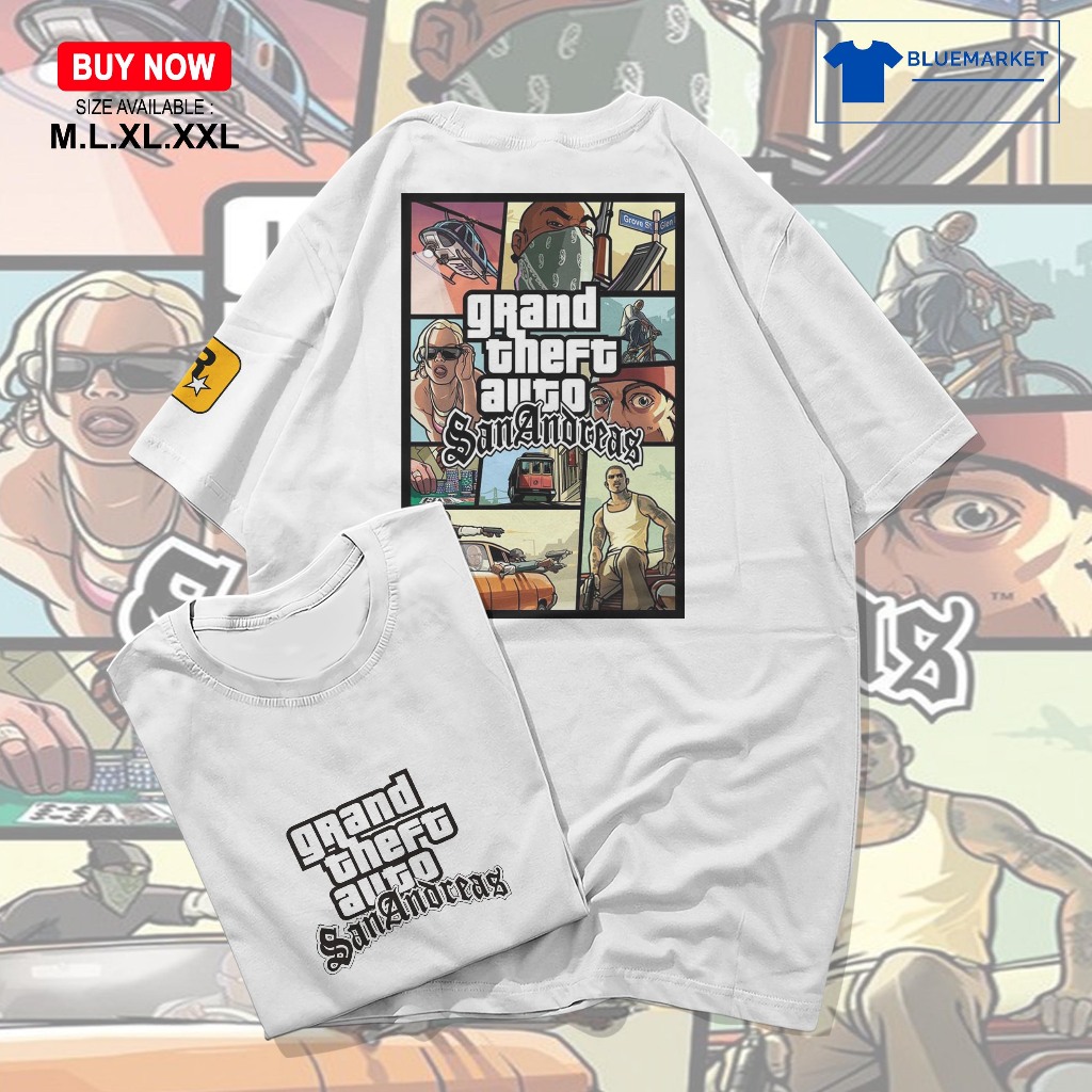 Jual Kaos Gta San Andreas Baju Kaos Gta San Andreas Oversize Cutton Combed 30s Murah 3040