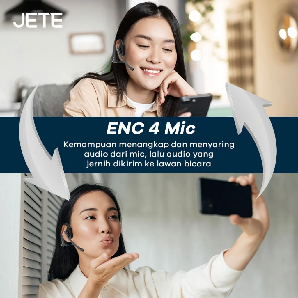 Headset Bluetooth JETE OPENFAST MIC SERIES ENC + IPX5 - Openear - Open Ear - Garansi 2 tahun