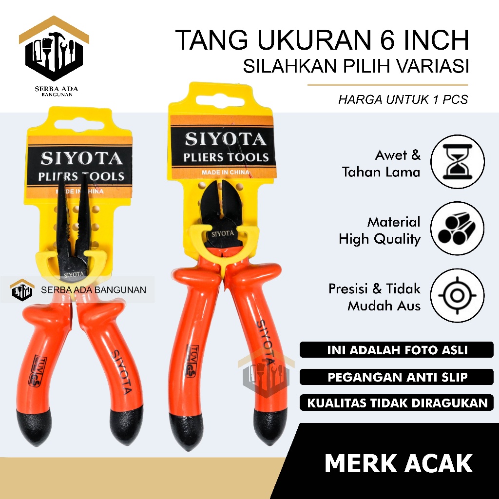 Jual SAB Tang PLIERS 6 INCH electrical potong/lancip/kombinasi TANG ...