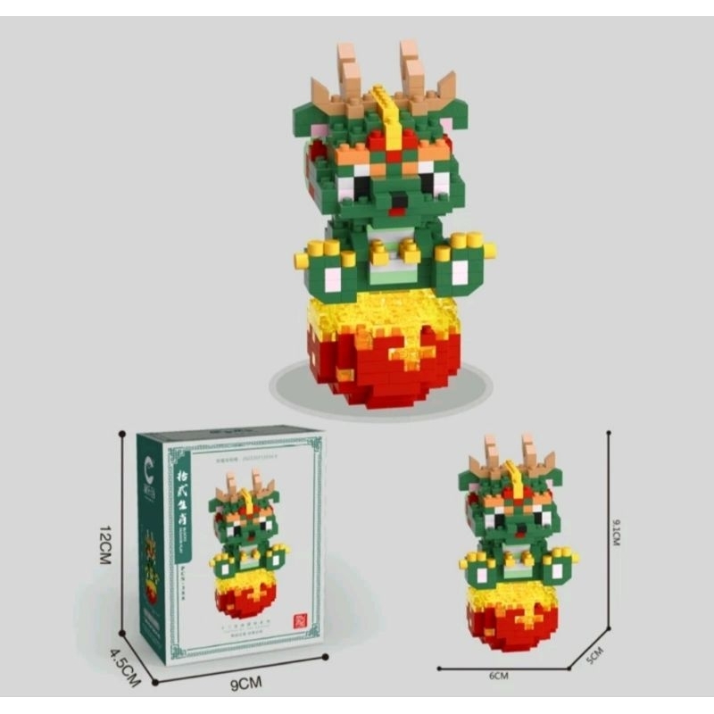 Jual diy balok imlek shio naga pajangan hiasan sincia dragon block