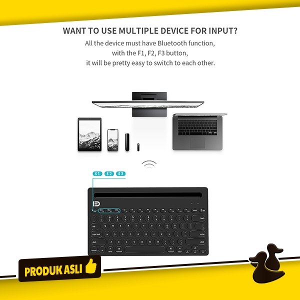 Jual FD Keyboard Wireless Bluetooth Multi Device PC Komputer Android ...
