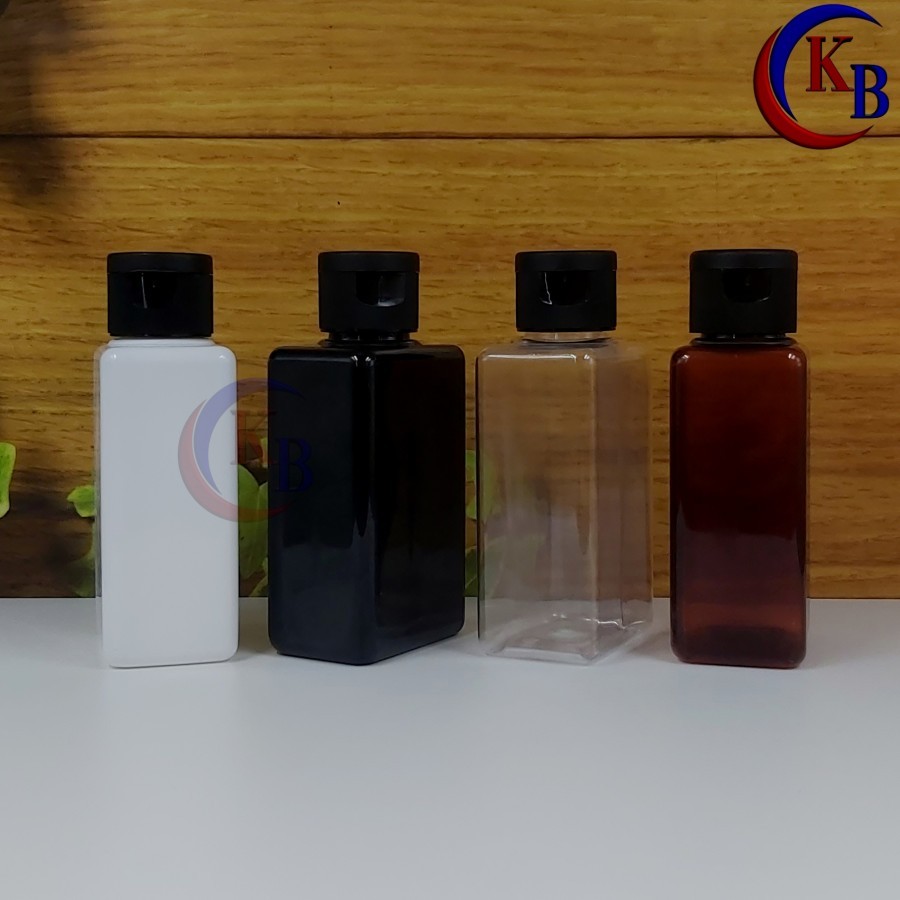 Jual BOTOL FLIPTOP 100 ML LINE HITAM / BOTOL PLASTIK 100ML KOTAK NECK ...