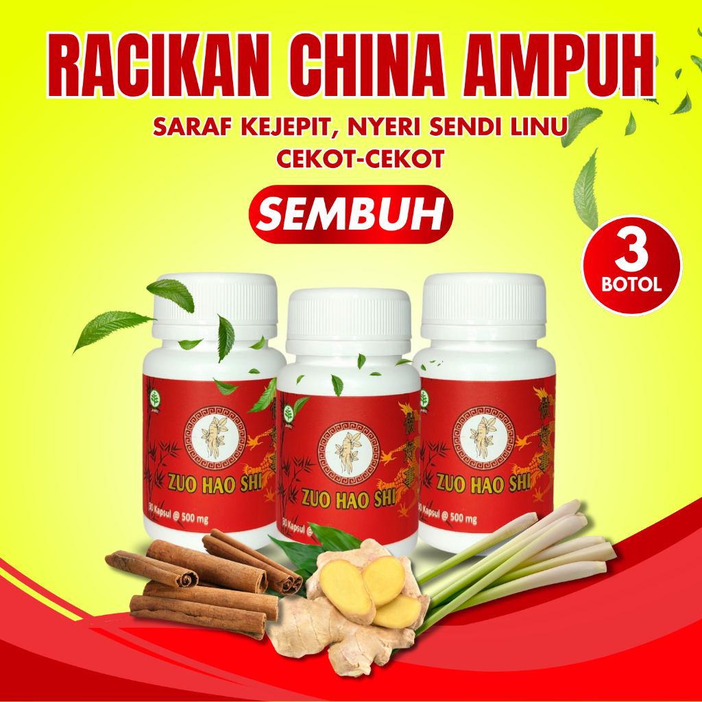 3 Botol Zuo Hao Shi Obat Herbal Ampuh Cina Ginseng Atasi Nyeri Sendi Saraf Kejepit Cekot-Cekot Linu Rematik Radang Sendi Saki Bokong Lutut Kaki Kaku Susah Gerak