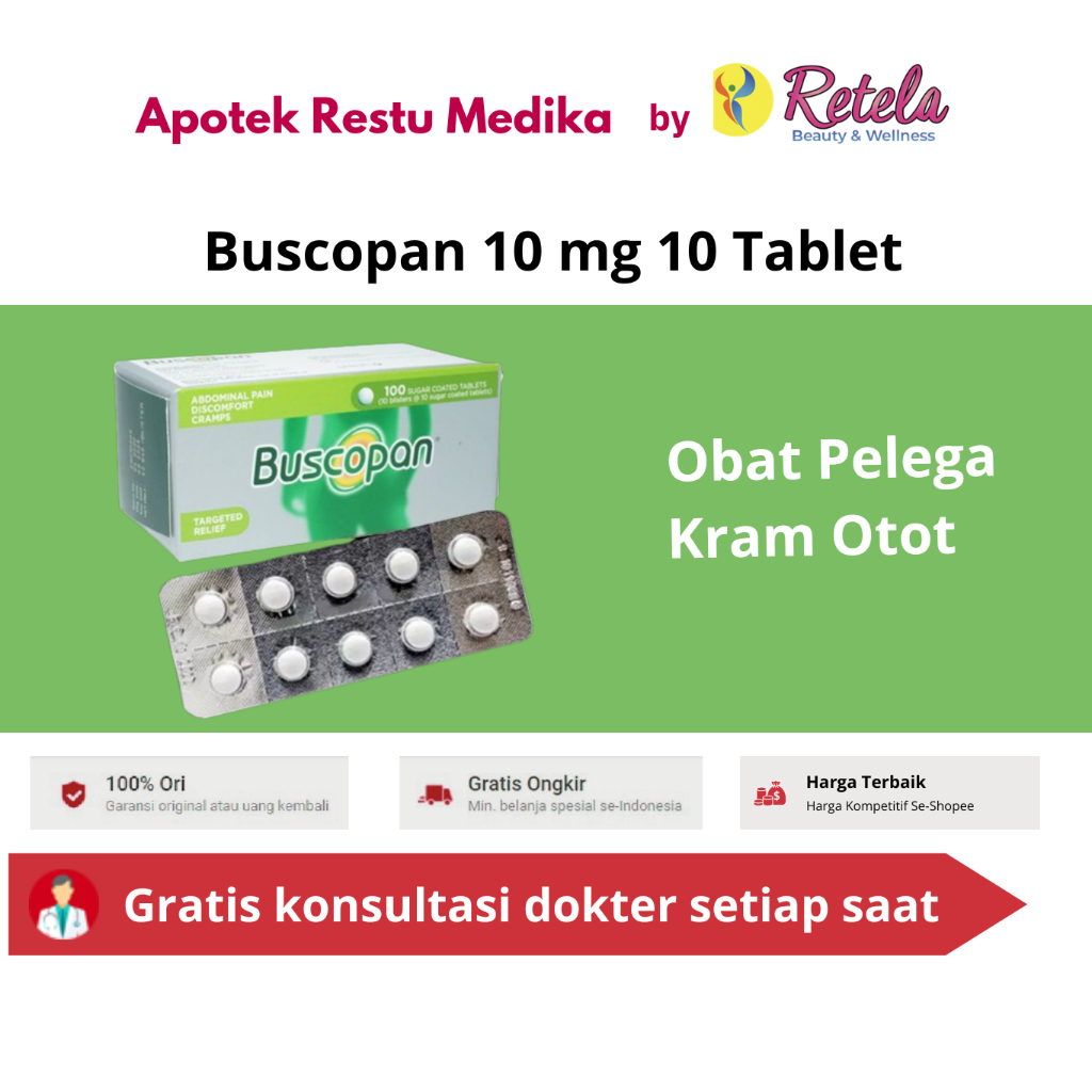 Jual BUSCOPAN 10MG 1 STRIP 10 TABLET | Shopee Indonesia