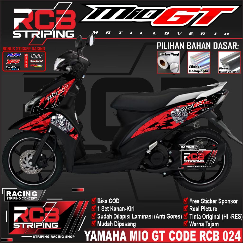 Jual STICKER STRIPING VARIASI YAMAHA MIO GT/MIO GT SIMPLE PLET HITAM ...