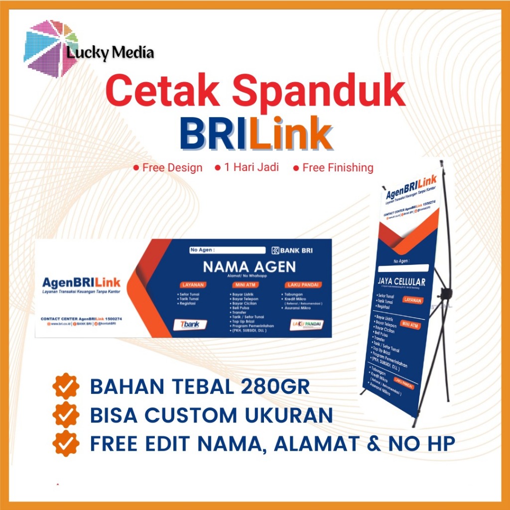 Jual Cetak Spanduk Dan X Banner BRILINK Counter BRI Link X-Banner ...