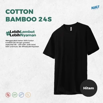 ANTIBAKTERI Kaos Polos Katun Bambu 24S Kaos Polos Cotton Bamboo Light Blue