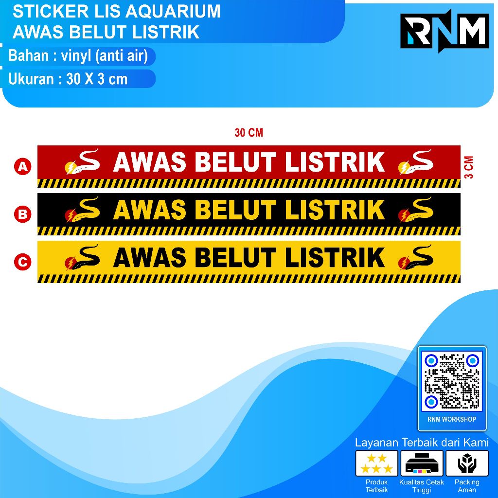 Jual STICKER LIS AQUARIUM AWAS BELUT LISTRIK 30 X 3 | Shopee Indonesia