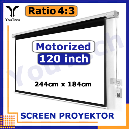 Jual Layar Proyektor Motorized 120 Ratio 43 Screen Motorized 120