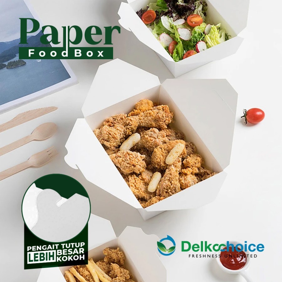 Jual Paper Rice Box Putih Foodpail Paper Kotak Makan Rice Box Food ...