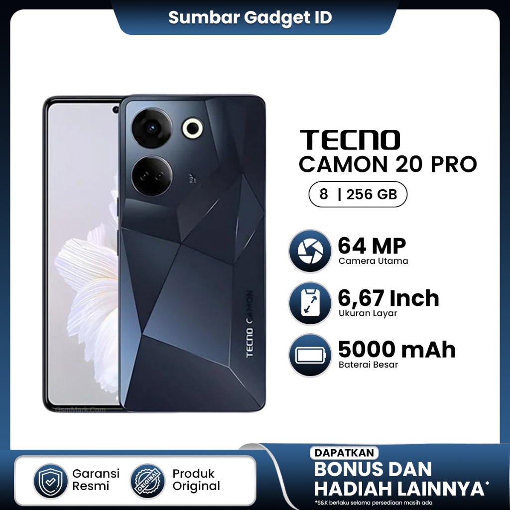 Jual Tecno Camon 20 PRO NFC 8/256GB [+ 8GB EXTENDED RAM] Handphone ...