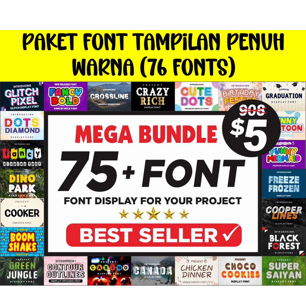 Jual Paket Font Tampilan Penuh Warna (76 Fonts) | Shopee Indonesia