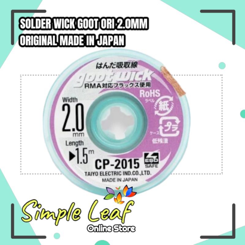 Jual Solder Wick GOOT CP-2015 2.0mm Original Made in JAPAN | Shopee ...