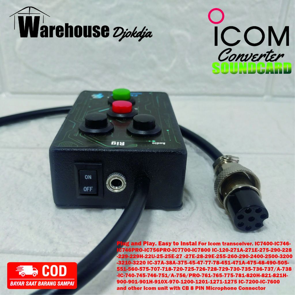 Jual PTT Box Radio Komunikasi Rig Icom Konektor CB 8 Pin. IC-25A IC-28H ...