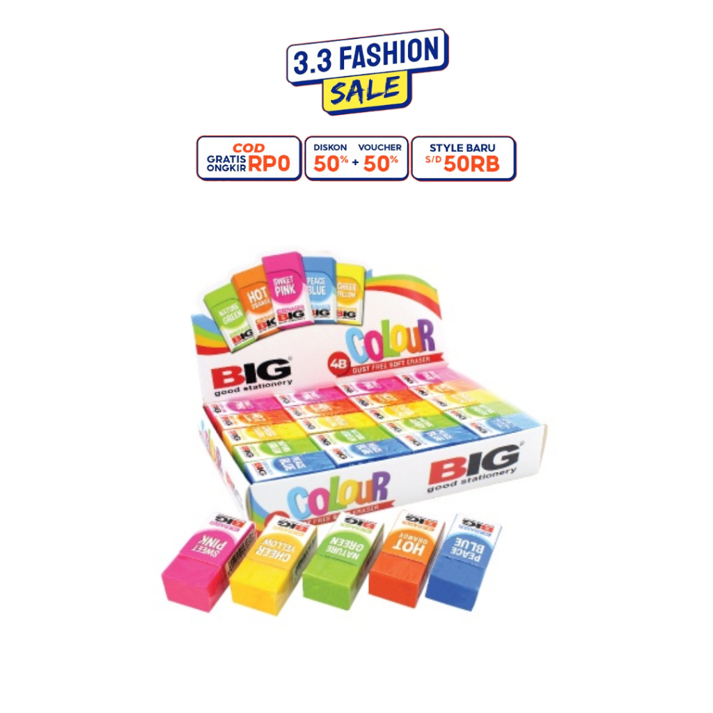 Jual Penghapus pensil / pencil eraser BIG B40 9403 color / warna warni ...