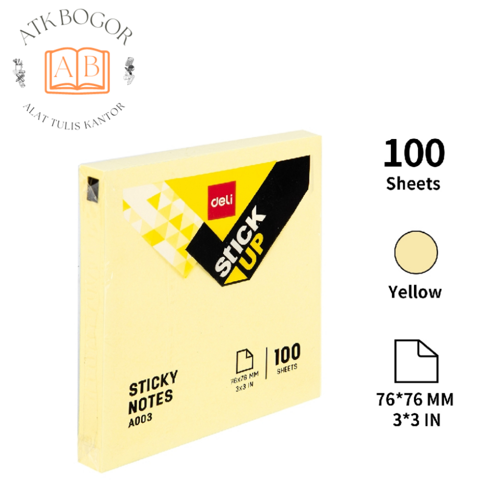 Jual Sticky Notes Deli A003 76 x 76 mm 100 Lembar - Kuning [1 Lusin ...