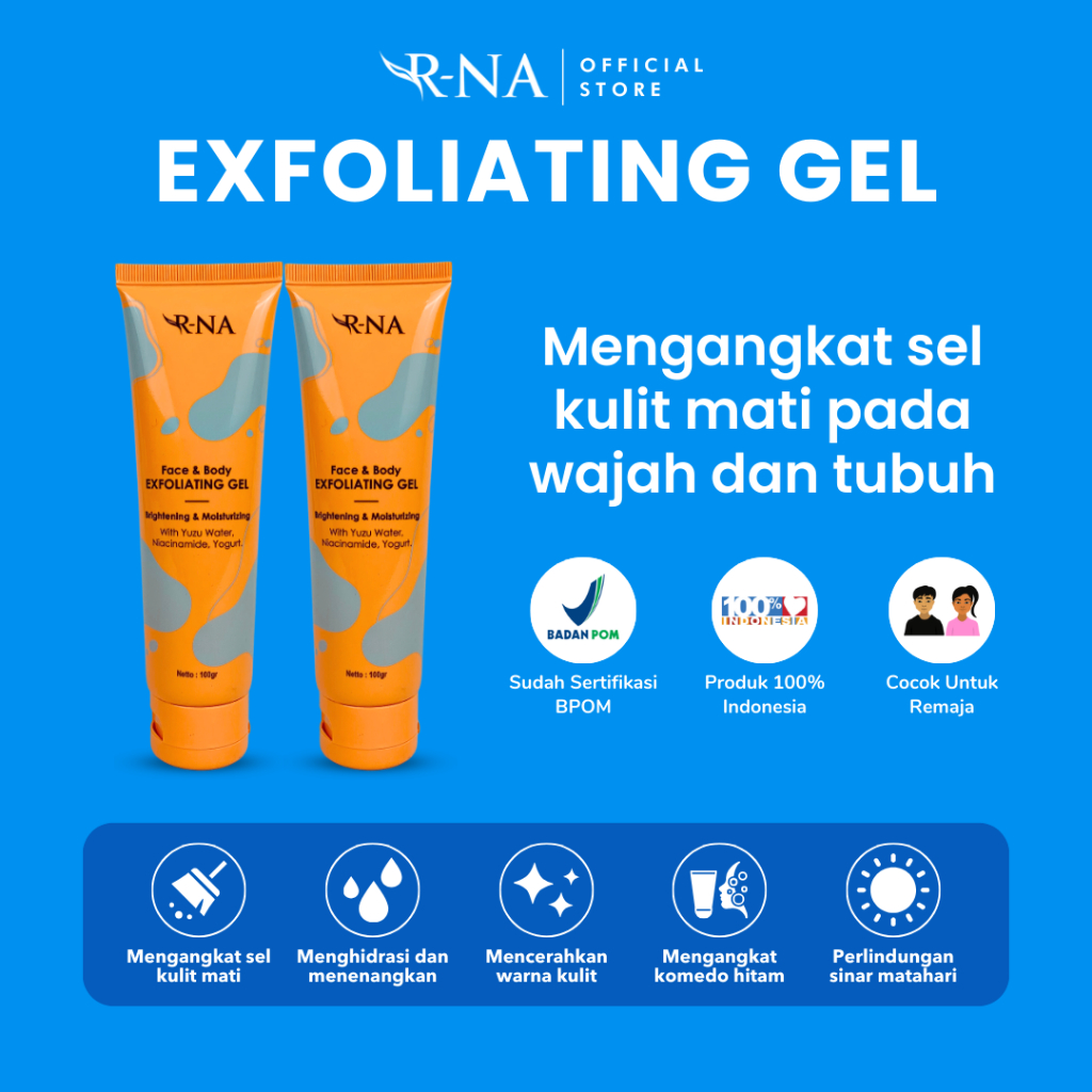 Jual RNA Exfoliating Gel Wajah Bundling Mengangkat Kulit Mati Membersihkan Kulit Wajah Tubuh