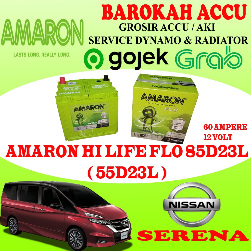 Jual AKI MOBIL NISSAN SERENA AMARON HI LIFE FLO 85D23L / 55D23L , 60 AH