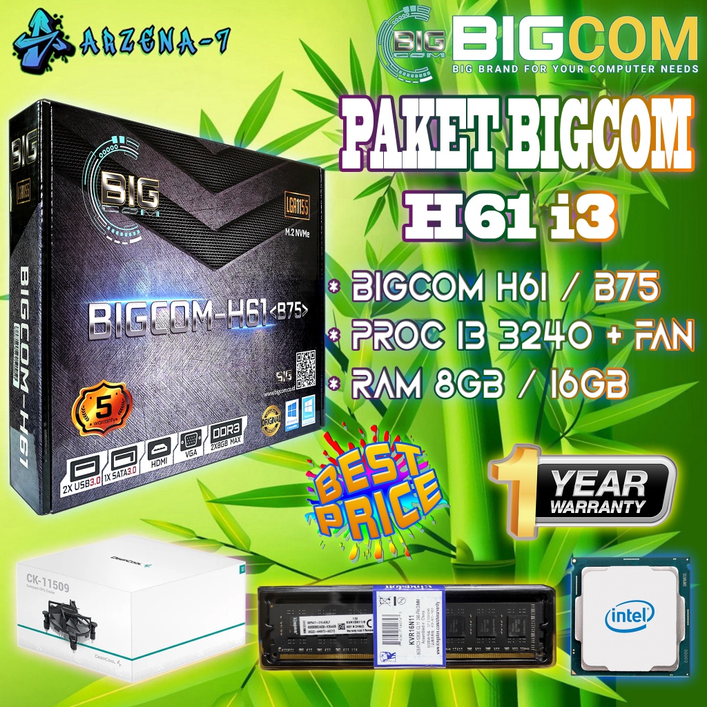 Jual Paket Core I3 Gen 3 Murah ( Mobo H61 BIGCOM + Proc Core I3 3240 ...