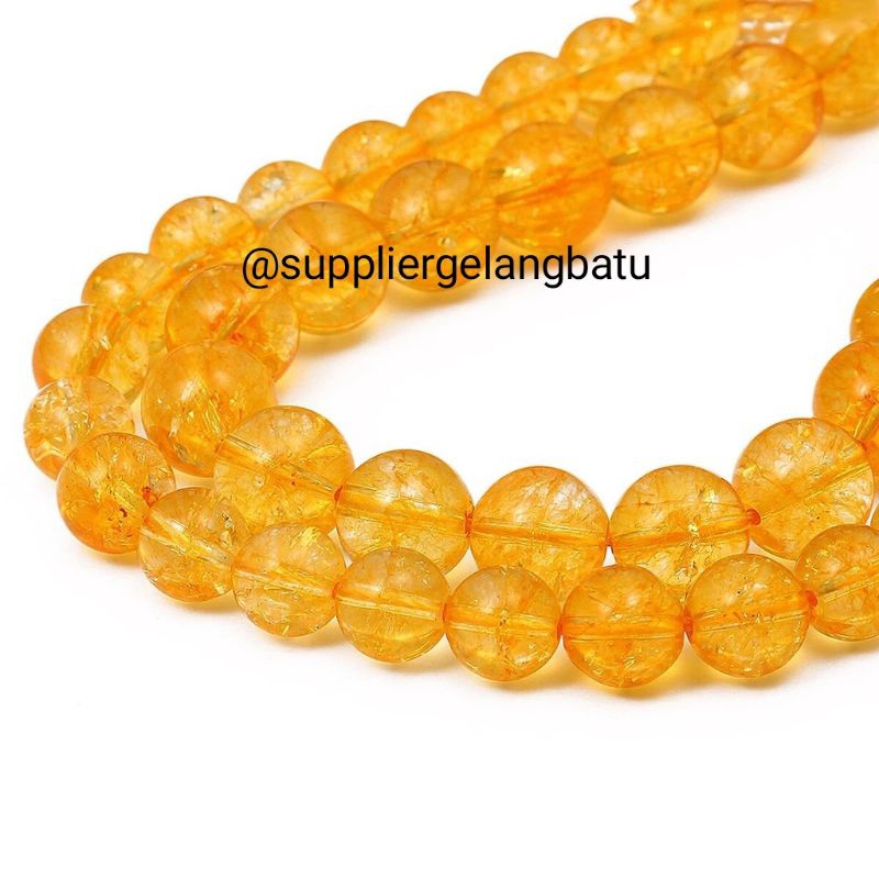 Jual 1strand AAA Kualitas Alami Citrine Crystal Kuning Kuarsa Bulat ...