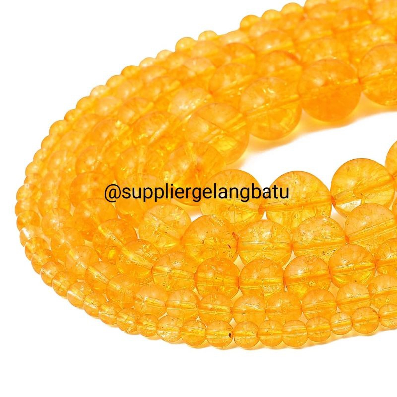 Jual 1strand AAA Kualitas Alami Citrine Crystal Kuning Kuarsa Bulat ...