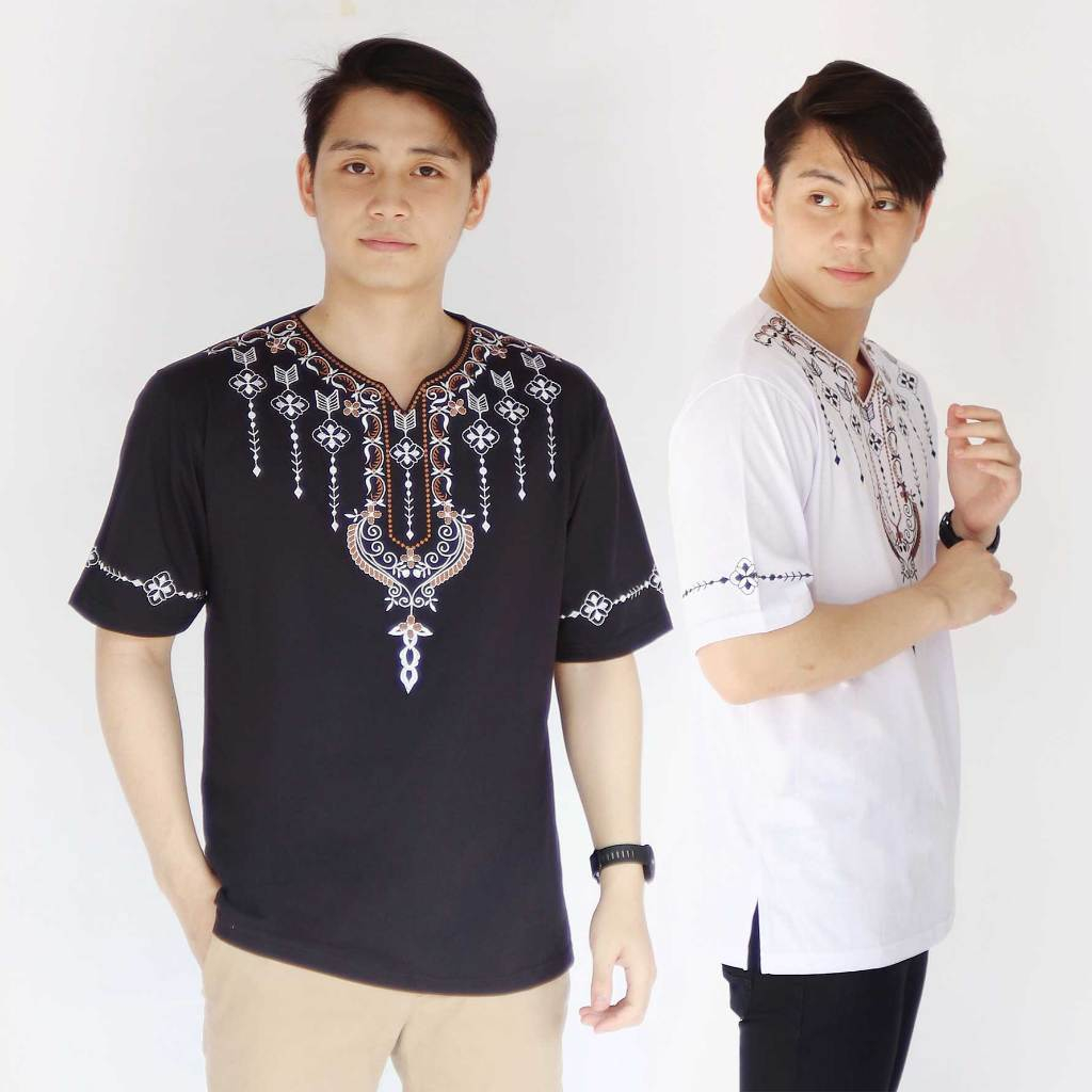 liso wear - Baju Koko UJ Bordir Motif Batik Lengan Pendek | Baju Kaos Muslim Pria size L XL