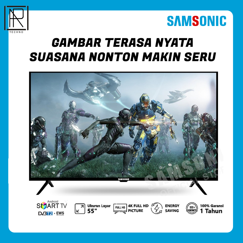Jual SAMSONIC TV LED 55 Inch Frameless Smart TV & Digital LED TV HD ...