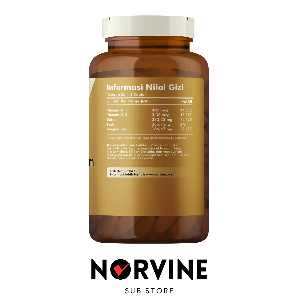 Jual CALCIUM MAGNESIUM WITH VITAMIN A & D3 NORVINE USA - 100 CAPLETS ...