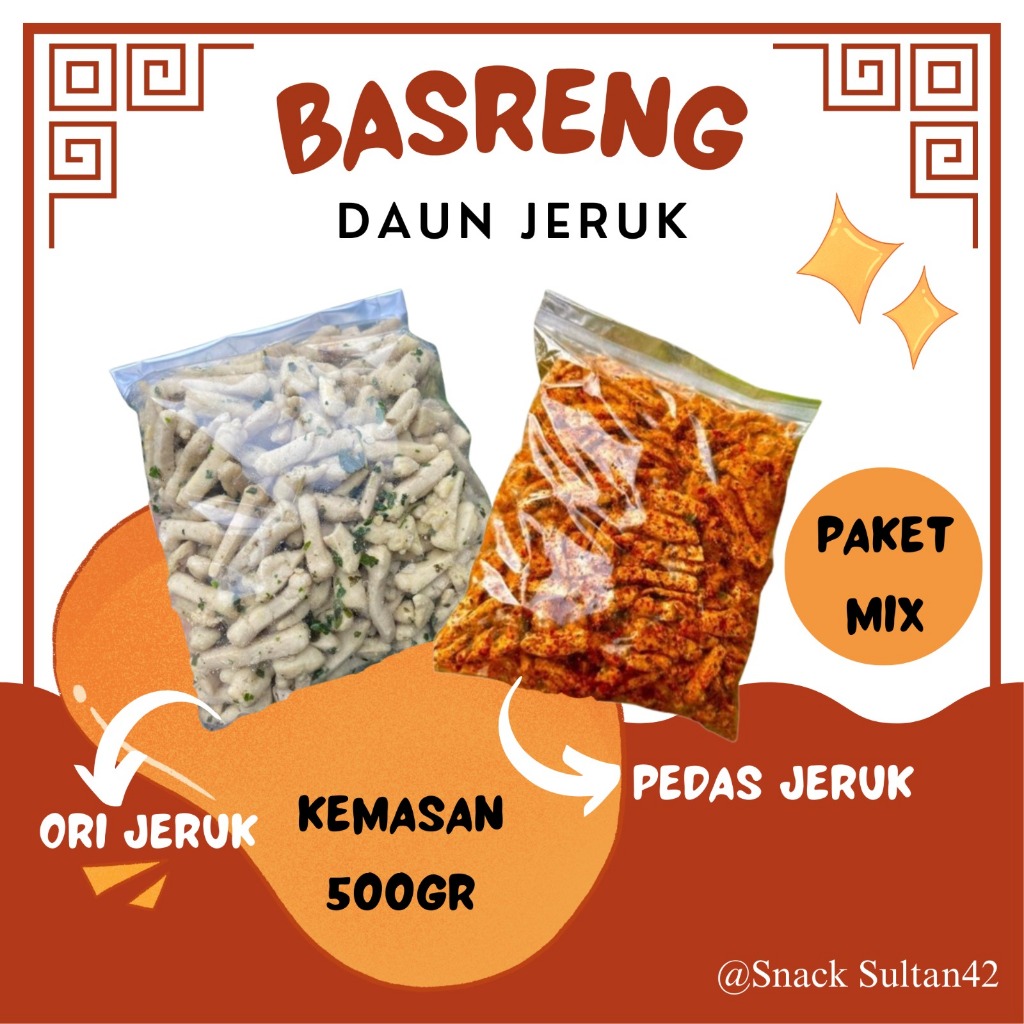 Jual Paket Hemat!!! Basreng Ori jeruk + Basreng Pedas jeruk isi 500gr ...