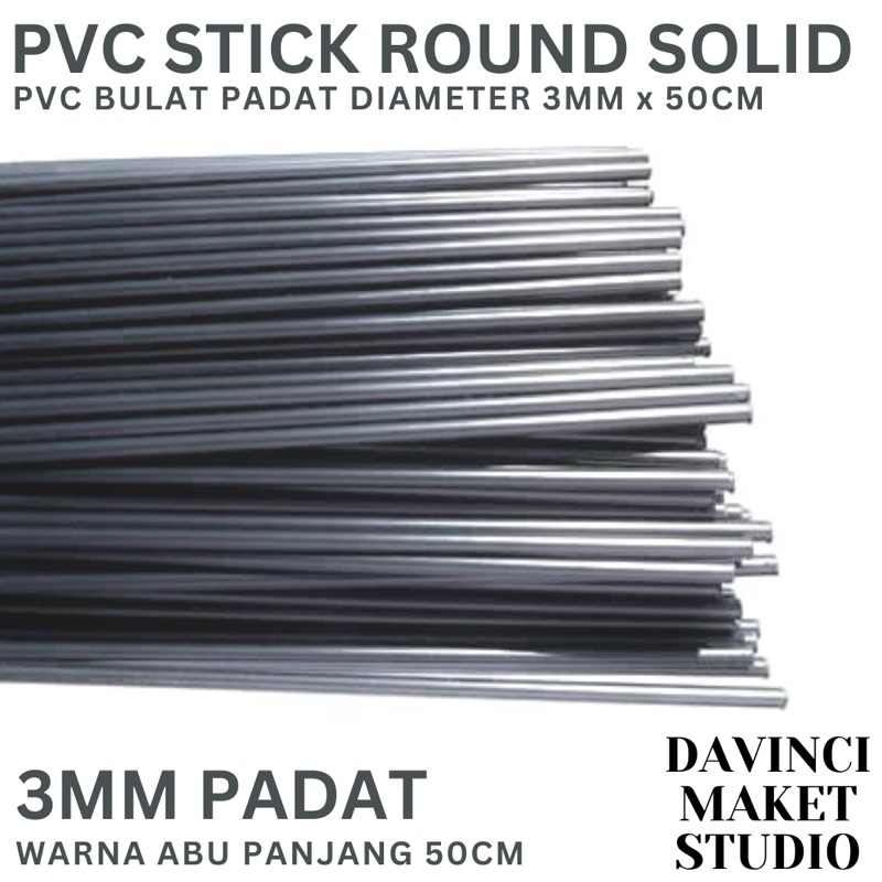 Jual (3MM) PVC Stick Grey Round Solid - Stik PVC Bulat Lingkaran Padat ...
