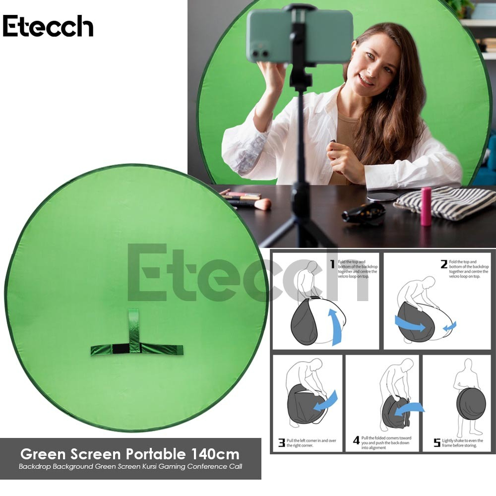 Jual Green Screen Lipat Portable Backdrop ChromaKey Zoom OBS Video Call ...