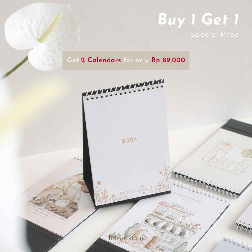 Jual Joyful 2024 Desk Calendar Letterist X Big Bear And Bird / Kalender ...