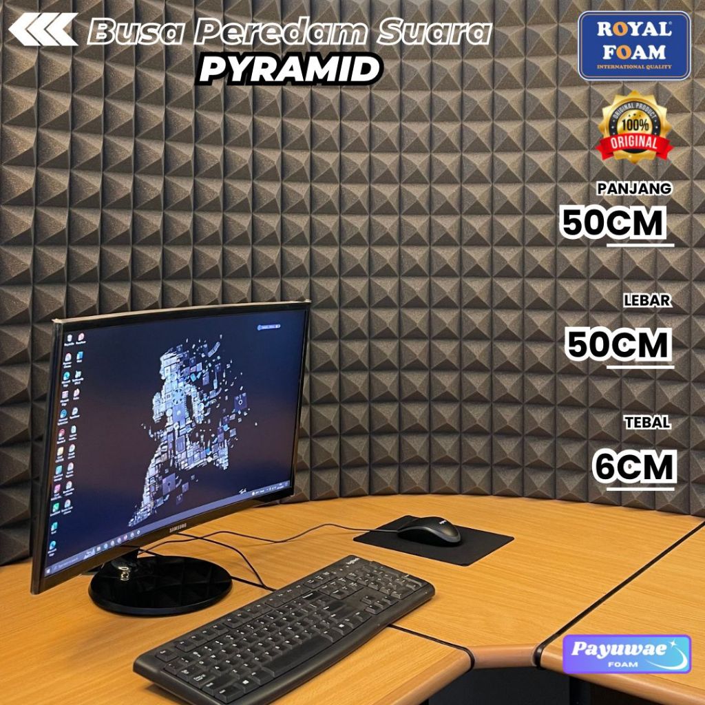 Jual Peredam Suara Ruangan Pyramid 50x50x6cm Busa Asli Royal Foam Untuk ...