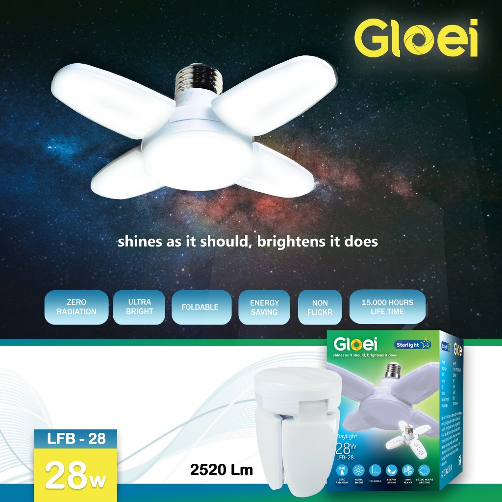 Jual Lampu Bohlam Lipat Mini Model Kipas 28 Watt Murah / Mini Fan Blade ...