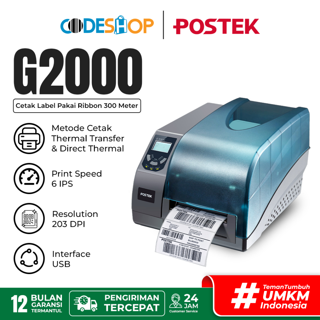 Jual Printer Label Semi Indutrial Postek G2000 Cetak Barcode (203 Dpi ...