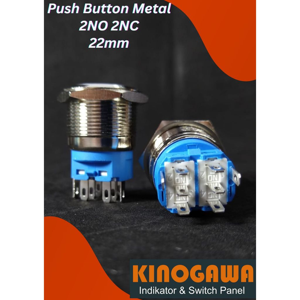 Jual KINOGAWA Tombol On Off LED 22mm 16mm Push Button Metal Tombol Besi ...