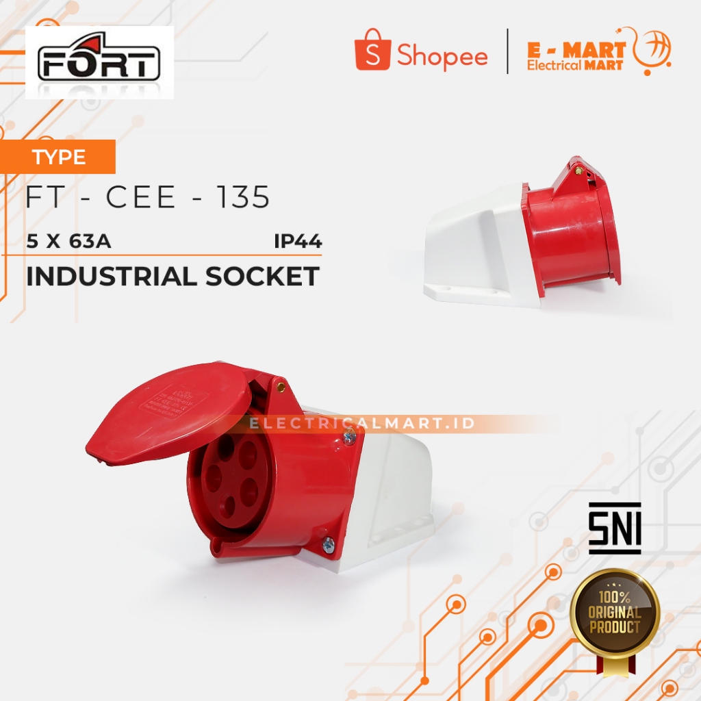 Jual FORT Industrial Socket Listrik SOCKET IP67 5 X 63A CEE-135 ...