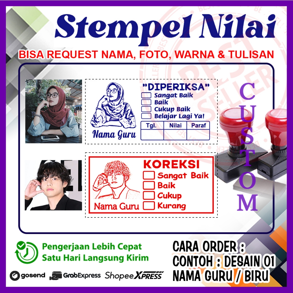 Jual Stempel Nilai Guru Penilaian Koreksi Checked Reward