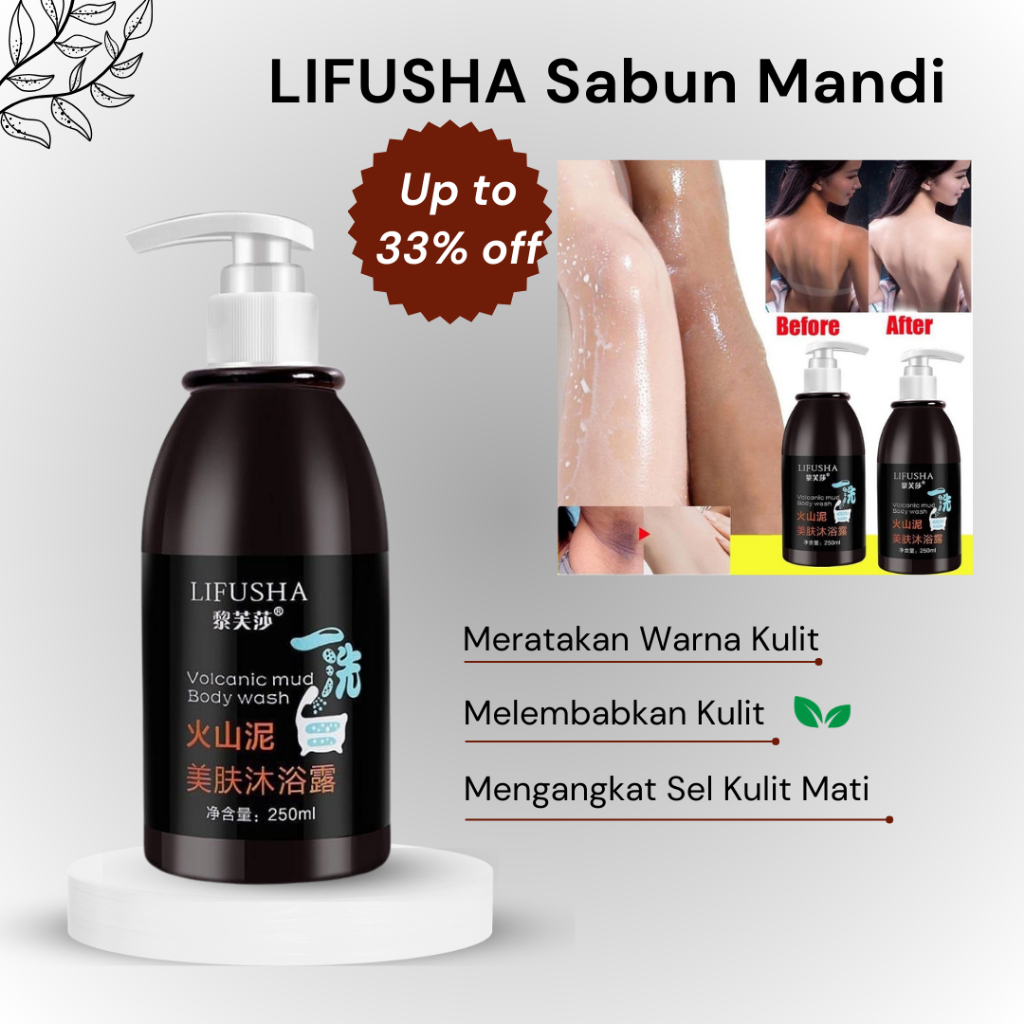 Jual LIFUSHA Sabun Lumpur Vulkanik Sabun Pemutih Badan Instant Lifusha