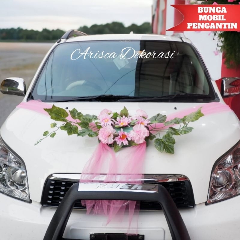 Jual Wedding Bunga Mobil Pengantin Hiasan Pita Mobil Kap Mobil